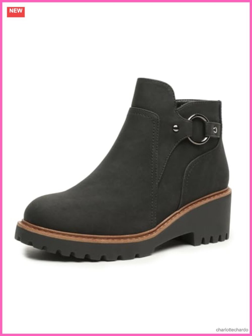 Chunky Heel Ankle Boots for Women - Faux Leather Comfortable Dress Boots